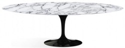 Casa Padrino luxury dining table white / black 200 x 122 x H. 74 cm - Oval kitchen table with Carrara marble table top - Luxury dining room furniture