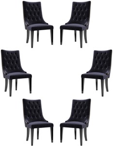 Casa Padrino luxury baroque dining chair set purple / black / gold 54 x 55 x H. 110 cm - Noble kitchen chairs with velvet fabric - Baroque chairs set of 6 - Dining Room Furniture
