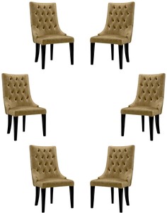 Casa Padrino luxury baroque dining chair set gold / black / silver 54 x 55 x H. 110 cm - Noble kitchen chairs with velvet fabric - Baroque chairs set of 6 - Dining Room Furniture
