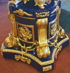 Casa Padrino ensemble de vases baroque en céramique avec piédestal bleu cobalt / or 60 x 60 x H. 215 cm - Ensemble de décoration magnifique - Accessoires de Décoration pour Hôtel et Restaurant