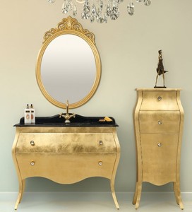 Casa Padrino ensemble de salle de bains baroque de luxe noir / or - 1 Table de Lavage & 1 Évier & 1 Miroir Mural & 1 Commode - Noble et Orné - Qualité de Luxe