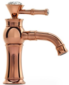 Casa Padrino Luxus Jugendstil Einhebel Waschtischarmatur mit Kristallglas H. 20,8 cm - Verschiedene Farben - Neoklassische Badezimmer Accessoires - Luxus Bad Zubehör