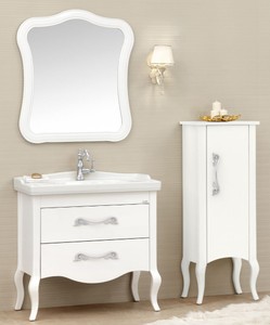 Casa Padrino ensemble de salle de bains baroque de luxe blanc / argent - 1 Table de Lavage & 1 Évier & 1 Miroir Mural & 1 Commode - Noble et Orné - Qualité de Luxe