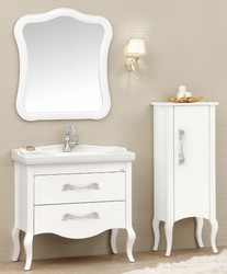 Casa Padrino ensemble de salle de bains baroque de luxe blanc / argent - 1 Table de Lavage & 1 Évier & 1 Miroir Mural & 1 Commode - Noble et Orné - Qualité de Luxe