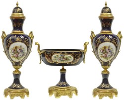 Barock Keramik Vasen Set, Barock Vasen mit Schale, Barockstil Deko Vasen Set, Baroque Ceramic Vase Set, Baroque Vase with Bowl, Baroque Style Decorative Vase Set