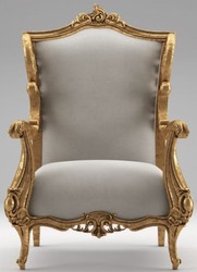Luxus Barock Wohnzimmer Sessel, Barock Sessel Grau Antik Gold, Barockstil Samt Sessel, Luxury Baroque Living Room Armchair, Baroque Armchair Gray Antique Gold, Baroque Style Velvet Armchair