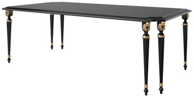 Casa Padrino table de salle à manger baroque de luxe noir / or antique 230 x 115 x H. 77 cm - Table de salle à manger noble de style baroque - Mobilier de salle à manger baroque