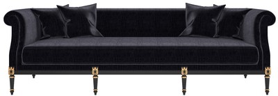 Casa Padrino divano da salotto barocco di lusso nero / oro antico 250 x 95 x A. 83 cm - Nobili mobili da soggiorno in stile barocco