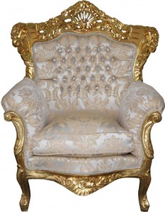 Casa Padrino Sillón Barroco Estilo Antiguo - Crema con Patrón Dorado y Estrás - 116 x 85 x 60 cm Casa Padrino Sillón Barroco Estilo Antiguo - Crema con Patrón Dorado y Estrás - 116 x 85 x 60 cm