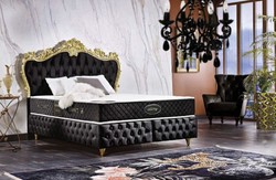 Barock Bett Schwarz Gold, Barock Doppelbett, Antik Stil Bett, Baroque Bed Black Gold, Baroque Double Bed, Antique Style Bed