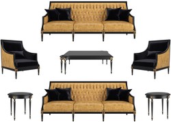 Casa Padrino ensemble de salon baroque de luxe or / noir / or antique - 2 Canapés & 2 Fauteuils & 1 Table Basse & 2 Tables d'Appoint - Meubles de style baroque - Meubles de salon baroques nobles