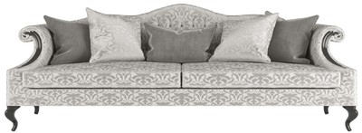 Casa Padrino divano barocco di lusso con elegante motivo argento / grigio / nero 255 x 100 x A. 97 cm - Mobili da soggiorno in stile barocco - Nobile e Magnifico
