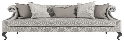 Casa Padrino divano barocco di lusso con elegante motivo argento / grigio / nero 260 x 100 x A. 82 cm - Mobili da soggiorno in stile barocco - Nobile e Magnifico