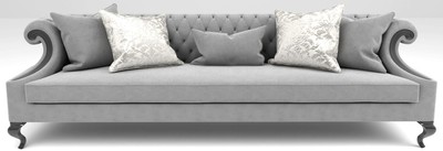 Casa Padrino divano barocco di lusso grigio / nero 260 x 100 x A. 82 cm - Mobili da soggiorno in stile barocco - Nobile e Magnifico