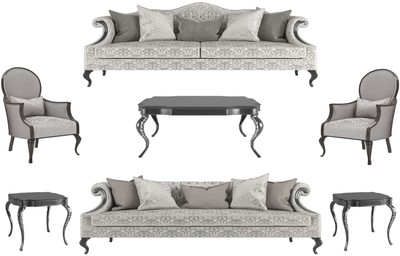 Casa Padrino conjunto de sala de estar barroco de lujo plata / gris / negro - 2 Sofás y 2 Sillones y 1 Mesa de Café y 2 Mesas Auxiliares - Muebles de sala en estilo barroco - Muebles Barrocos Casa Padrino conjunto de sala de estar barroco de lujo plata / gris / negro - 2 Sofás y 2 Sillones y 1 Mesa de Café y 2 Mesas Auxiliares - Muebles de sala en estilo barroco - Muebles Barrocos