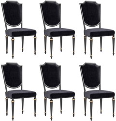 Casa Padrino luxury baroque dining chair set black / antique gold 50 x 50 x H. 105 cm - Noble kitchen chairs - Baroque chairs set of 6 - Dining Room Furniture
