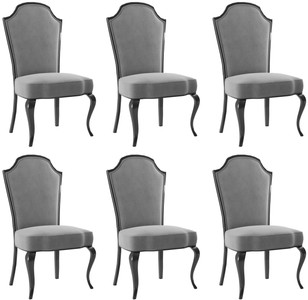 Casa Padrino ensemble de chaise de salle à manger baroque de luxe gris / noir 55 x 53 x H. 113 cm - Ensemble de 6 chaises de cuisine baroques - Mobilier de salle à manger de style baroque Casa Padrino ensemble de chaise de salle à manger baroque de luxe gris / noir 55 x 53 x H. 113 cm - Ensemble de 6 chaises de cuisine baroques - Mobilier de salle à manger de style baroque