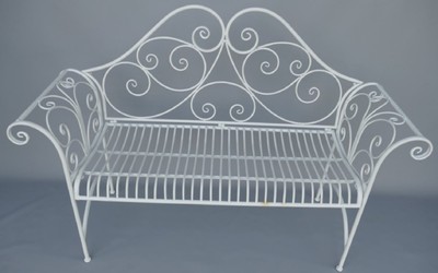 Casa Padrino Art Nouveau Garden Bench Rustic White 137 x 49 x H. 96 cm - Nostalgic Bench - Garden & Patio Furniture