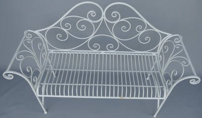 Casa Padrino Jugendstil Gartenbank Rustikal Weiß 137 x 49 x H. 96 cm - Nostalgische Sitzbank - Garten & Terrassen Möbel