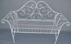 Casa Padrino Art Nouveau Garden Bench Rustic White 137 x 49 x H. 96 cm - Nostalgic Bench - Garden & Patio Furniture