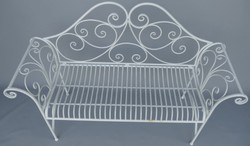 Casa Padrino Art Nouveau Garden Bench Rustic White 137 x 49 x H. 96 cm - Nostalgic Bench - Garden & Patio Furniture