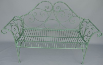 Casa Padrino Art Nouveau Garden Bench Rustic Green 137 x 49 x H. 96 cm - Nostalgic Bench - Garden & Patio Furniture