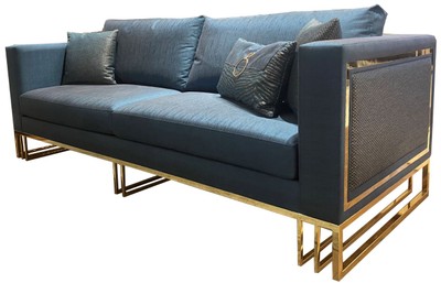 Casa Padrino divano da salotto di lusso blu / oro 240 x 95 x A. 80 cm - Mobili da soggiorno di lusso - Qualità di Lusso