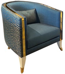 Casa Padrino poltrona da salotto di lusso blu / crema / oro 80 x 85 x A. 85 cm - Mobili da soggiorno di lusso - Qualità di Lusso