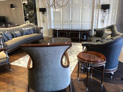 Casa Padrino luxury baroque living room armchair gray / brown / silver 77 x 87 x H. 108 cm - Noble living room furniture in baroque style
