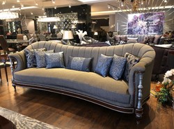 Casa Padrino divano barocco di lusso grigio / marrone / argento 280 x 90 x A. 98 cm - Mobili da soggiorno in stile barocco - Nobile e Magnifico