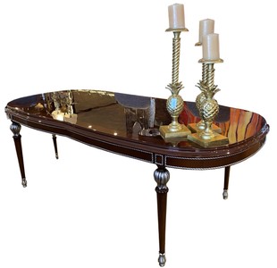 Casa Padrino table de salle à manger baroque de luxe brun / argent 230 x 106 x H. 80 cm - Table de salle à manger noble de style baroque - Mobilier de salle à manger baroque