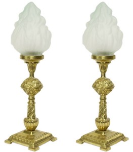 Casa Padrino ensemble de lampe de table baroques or / blanc 14 x 14 x H. 48 cm - Lampes élégantes de style baroque - Lampes décoratives baroques