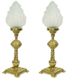 Casa Padrino ensemble de lampe de table baroques or / blanc 14 x 14 x H. 48 cm - Lampes élégantes de style baroque - Lampes décoratives baroques