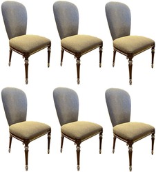 Casa Padrino luxury baroque dining chair set gray / brown / silver 52 x 55 x H. 100 cm - Baroque kitchen chairs set of 6 - Dining room furniture in baroque style
