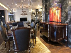 Casa Padrino luxury baroque dining chair set gray / brown / silver 52 x 55 x H. 100 cm - Baroque kitchen chairs set of 6 - Dining room furniture in baroque style
