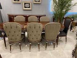 Casa Padrino luxury baroque dining chair set gray / brown / silver 52 x 55 x H. 100 cm - Baroque kitchen chairs set of 6 - Dining room furniture in baroque style

