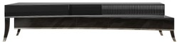 Casa Padrino luxury Art Deco TV cabinet black / silver 250 x 50 x H. 57 cm - Noble TV cabinet with drawers - Art Deco Living Room Furniture