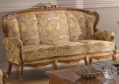 Casa Padrino divano da salotto barocco di lusso con motivo floreale beige / multicolore / marrone / oro 185 x 92 x A. 103 cm - Mobili da soggiorno in stile barocco nobile