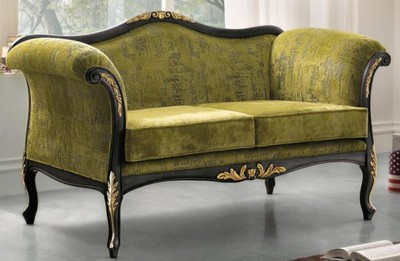 Casa Padrino divano da salotto barocco di lusso verde / nero / oro 165 x 82 x A. 96 cm - Mobili da soggiorno in stile barocco nobile