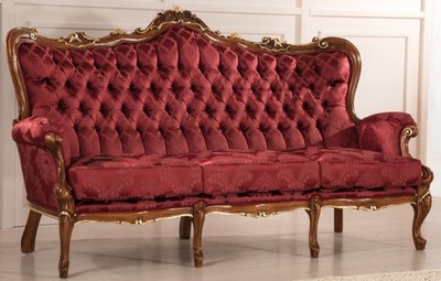 Casa Padrino divano da salotto barocco di lusso con elegante motivo rosso bordeaux / marrone / oro 200 x 90 x A. 115 cm - Mobili da soggiorno in stile barocco - Nobile e Splendido
