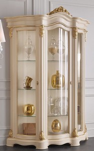 Luxus Barock Vitrine, Barock Vitrinenschrank Creme Gold, Antik Stil Vitrine, Luxury Baroque Display Cabinet, Baroque Baroque Cabinet Cream Gold, Antique Style Display Cabinet