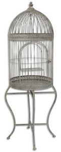 Casa Padrino Art Nouveau birdcage with stand gray 45 x 45 x H. 120.5 cm - Baroque & Art Nouveau Accessories