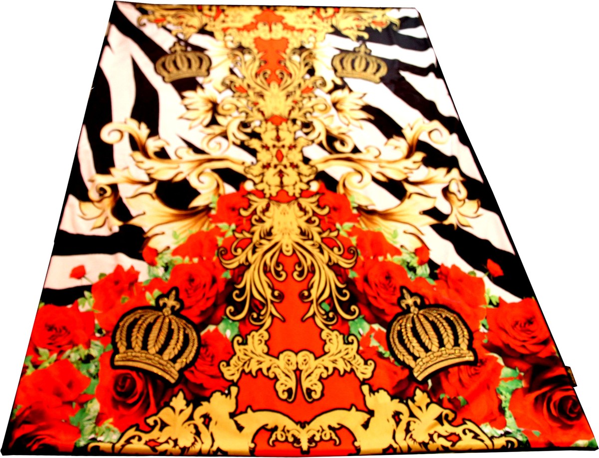 Luxury blanket Pompöös by Casa Padrino Baroque Crowns & Roses by Harald Glööckler with rhinestones Luxury blanket Pompöös by Casa Padrino Baroque Crowns & Roses by Harald Glööckler with rhinestones