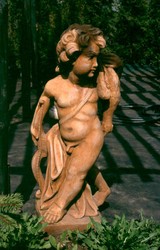 Scultura in stile liberty di Casa Padrino Cupido 39 x H 81 cm toni antichi della terra - decorazione barocca del giardino
