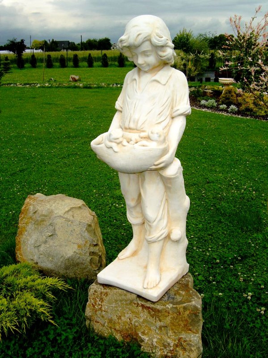 Scultura in stile liberty Casa Padrino con gatto bambini 34 x H 118 cm in stile antico - decorazione barocca da giardino Scultura in stile liberty Casa Padrino con gatto bambini 34 x H 118 cm in stile antico - decorazione barocca da giardino
