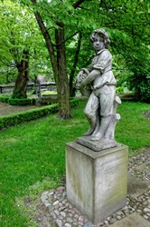 Casa Padrino Art Nouveau escultura niño con cesta estilo antiguo gris 48 x H 120 cm estilo antiguo - decoración de jardín barroco - pesado y sólido Casa Padrino Art Nouveau escultura niño con cesta estilo antiguo gris 48 x H 120 cm estilo antiguo - decoración de jardín barroco - pesado y sólido