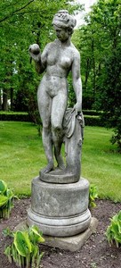 Casa Padrino Art Nouveau escultura Venus con manzana gris estilo antiguo 38 x H 118 cm gris estilo antiguo - Decoración de jardín barroco - pesado y sólidoo
