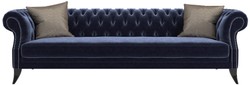 Casa Padrino sofá de terciopelo Chesterfield de lujo púrpura / negro / plata 250 x 100 x A. 80 cm - Calidad de Lujo - Muebles de Sala Chesterfield