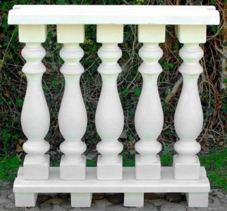 Casa Padrino balustrade Art Nouveau blanc 100 x 25 x H. 101 cm - Balustrade en pierre solide en béton le plus fin - Balustrades de Jardin et Terrasse