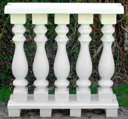 Casa Padrino balustrade Art Nouveau blanc 100 x 25 x H. 101 cm - Balustrade en pierre solide en béton le plus fin - Balustrades de Jardin et Terrasse